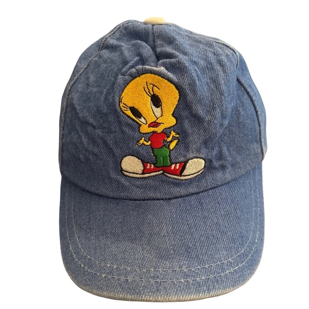 Looney Tunes Tweety Bird Denim Baseball Cap Adjustable Snapback Kids Youth OSFM